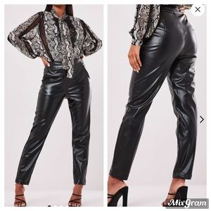 Tall Black Faux Leather Cigarette Trousers